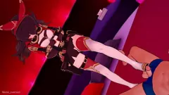 Redare Amber de la Genshin Impact primește un cumshot de la un orgasm de footjob